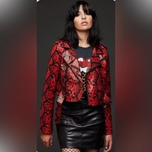 Ashley By 26 International Red and Black Faux Leather Jacket